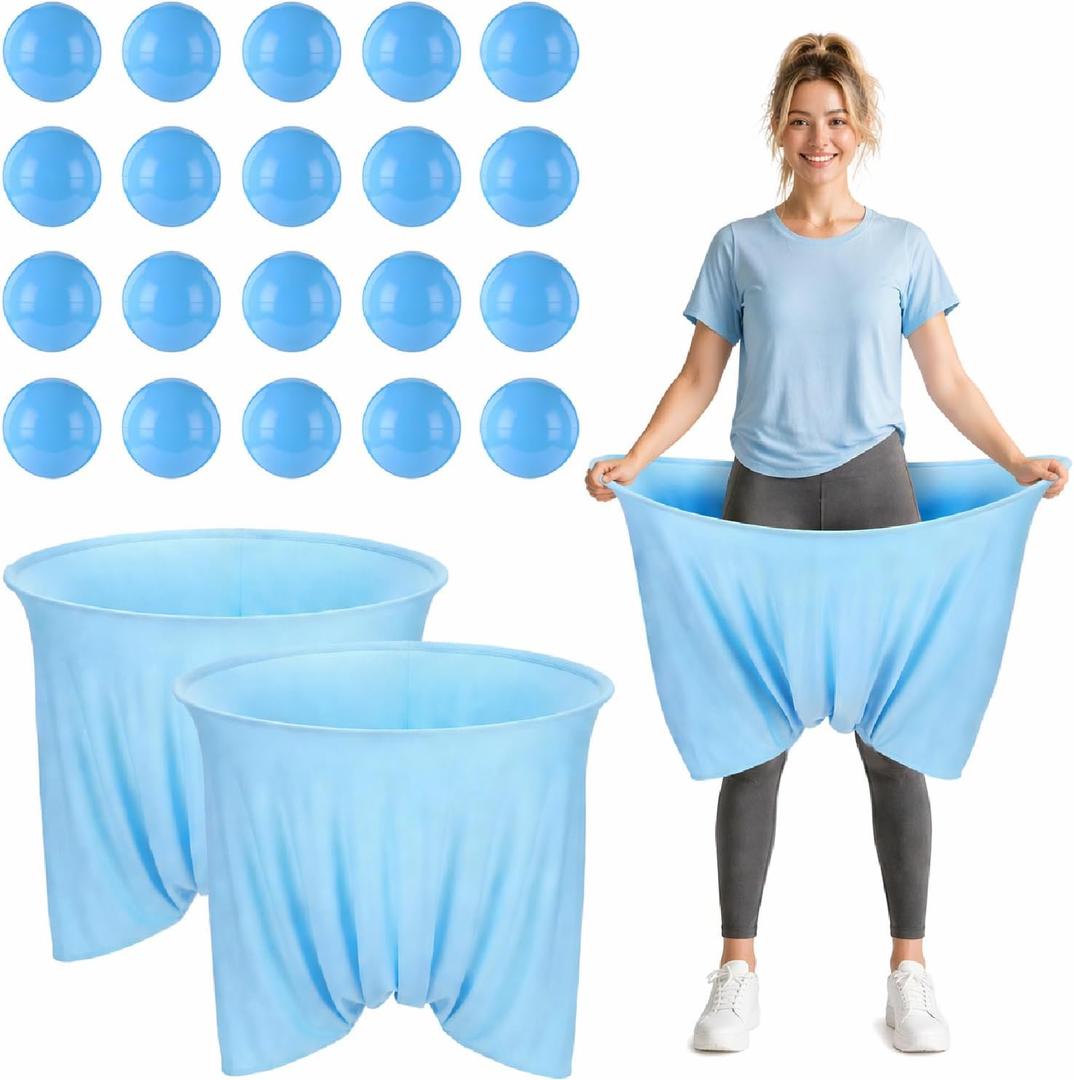 22 Pcs Funny Baby Shower Games Oversized Diaper Toss Game How Many Balls Can You Catch in Your Big Diaper Gender Reveal Party Game for Adults (Blue Ball)