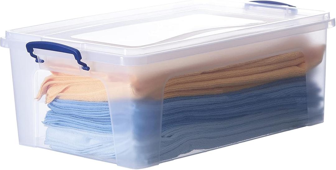 Superio Clear Storage Box with Lid, 22 Quart Plastic Container Bins for Organizing, Stackable Crate, Organizer for Home, Office, School, and Dorm
