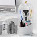 Toothbrush Holders with Sliding Lid for Bathroom Counter Organizer, Tooth Brush Toothpaste Holder for Bathroom Vanity Makeup Brushes Holder-White