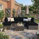 hyha Waterproof Outdoor Cushion Covers for Patio Furniture, Stretch Patio Chair Cushion Slipcovers, Coated UV Resistant Replacement Seat Covers, Solid Color (Black, 14PC)