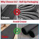 20 ft Jute Hallway Rug Runner Non Slip Washable, Rubber Backed Extra Kitchen Long Carpet Runner, Black Absorbent Laundry Room Rug Mat