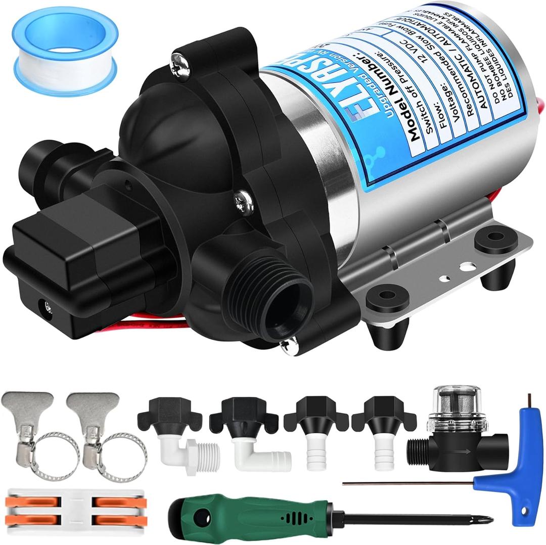 2026 Upgraded 2088-554-144/2088-403-144 RV Fresh Water Pump,12V 3.5GPM Self-Priming Diaphragm Water Pump,45PSI,Includes Pressure Switch and Detachable Filters,No Noise, for RV, Marine, Yacht, Caravan
