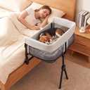 JinxZap Bedside Dog Bed, Adjustable to Human Bed Height, 11-Inch Guardrail, Foldable & Portable Pet Bed Attachment, Improves Owner's Sleep Quality, for Small Size Dogs (<40 LBS) & All Cats