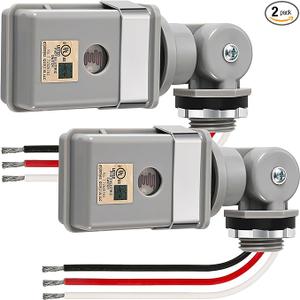 3 Pack Photocell Sensor for Outdoor Light, 120VAC 50/60 Hz IP54 Waterproof Photoelectric Switch, Automatic Dusk to Dawn Sensor for Yard, Garden, Driveway Lighting