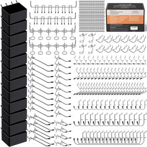 INCLY 278PCS Pegboard Accessories Organizer Kit, Peg Board Hooks Assortment with Bins for Organizing Various Tools, Fit 1/8 or 1/4 inch Pegboard for Hanging Storage, Garage Wall Attachments