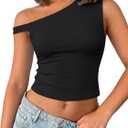 LYANER Women's Off The Shoulder Sleeveless Slim Fit Going Out Crop Top Blouse