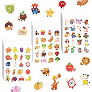 2 x 600 Pcs Animal Fruit Food Stickers for Kids, Cute Stickers 30 Sheets for Boys, Girls, Party Favors, Classroom, Prizes for Kids