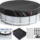 LXKCKJ 18 Ft Round Pool Cover, Solar Pool Covers for Above Ground Pools, Winter Pool Cover Protector with Pool Accessories, PE Tarp Ideal for Waterproof and Dustproof (Black)