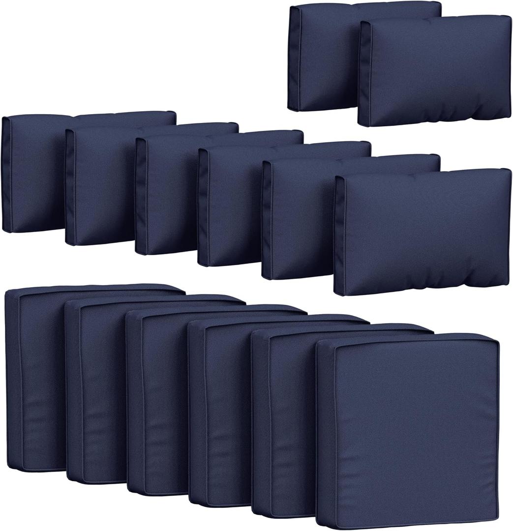14 Pcs Outdoor Cushion Covers Patio Cushion Slipcovers Replacement Splash Proof with Zipper for Outdoor Furniture, Patio Sofa Couch 3 Sizes, Covers Only