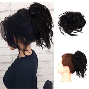 Lativ Messy Hair Bun Tousled Updo Hair Scrunchies Extension With Elastic Rubber Band Messy Accessories Hair Pieces for Women Girls (Messy Bun, Black)