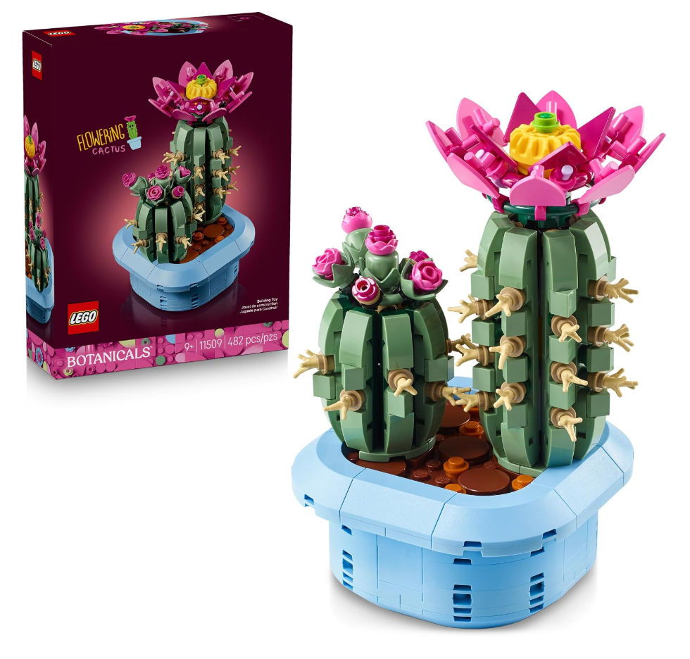 LEGO Botanicals Flowering Cactus Building Toy - Crafting Kit for Girls & Boys, Ages 9+ - Gift for Birthdays - Cactus Room Decor for Display for Bedroom or Book Shelf - 11509