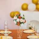 BLOSMON Flower Balls Wedding Centerpieces: 10 Pcs Terracotta Fake Rose Kissing Balls Table Decor - Fall Artificial Silk Bouquet with Base Floral Arrangements Home Party Room DIY Decorations