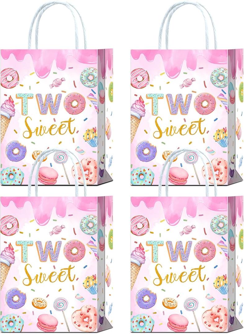 16 Pcs Two Sweet Goodie Bags for Two Sweet Birthday Party Supplies - Donut Party Favor Bags, Donut Candy Goodie Treat Bags for Two Sweet Party Favors Kids
