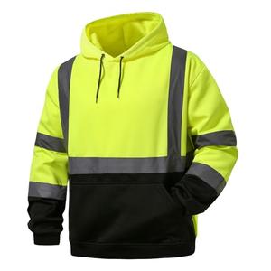 SKSAFETY Hi Vis Work Safety hoodie for Men - Class 3 High Visibility Reflective Hoodie Jacket, High Vis Pullover Hoodie with Black Bottom, Construction Sweatshirts with Pockets Size 2XL