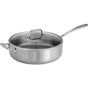 Tramontina Tri-Ply Clad Stainless Steel 6-Quart Saute Pan with Glass Lid, Induction-Ready Cooking Pan, Dishwasher-Safe, NSF-Certified