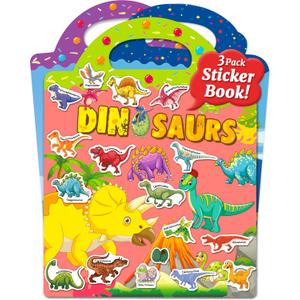 Benresive Reusable Sticker Book for Toddlers, Stickers for Kids, Travel Toys for Arts & Crafts Activities, Birthday Gift for Boys & Girls, Ocean, Fairy and Dinosaur Themes