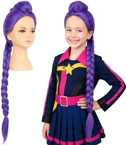 morvally 33.5 Inches Purple Long Braided Ponytail Wig - Anime Cosplay Wigs for Halloween Costume Party (Purple)