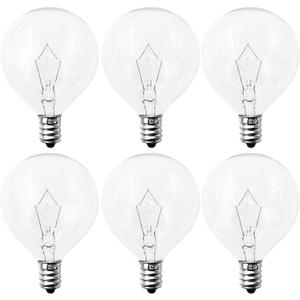 40 Watt E12 Candelabra Base Round Bulbs,G50 Light Bulbs for Full Size Scentsy Warmer,Chandelier,Decorative Vanity Lights,Ceiling Fans Lights,120V Dimmable Globe G16 1/2 Bulb,2700K Warm White,6 Pack