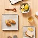 Famiware Square Ceramic Dinnerware Set for 8, Plates and Bowls, Light khaki