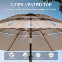 10ft Patio Umbrella, 3 Tier Outdoor Market Table Umbrellas with 8 Fiberglass Ribs and Push Button Tilt, Windproof, Vented Canopy, UV Protection for Deck, Pool, Backyard