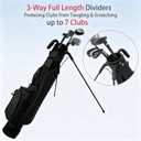 Full Choice Lightweight Golf Stand Bag, Black | Durable, 4 Way Full-Length Dividers, Dual Straps & Stand, Golf Carry Bag