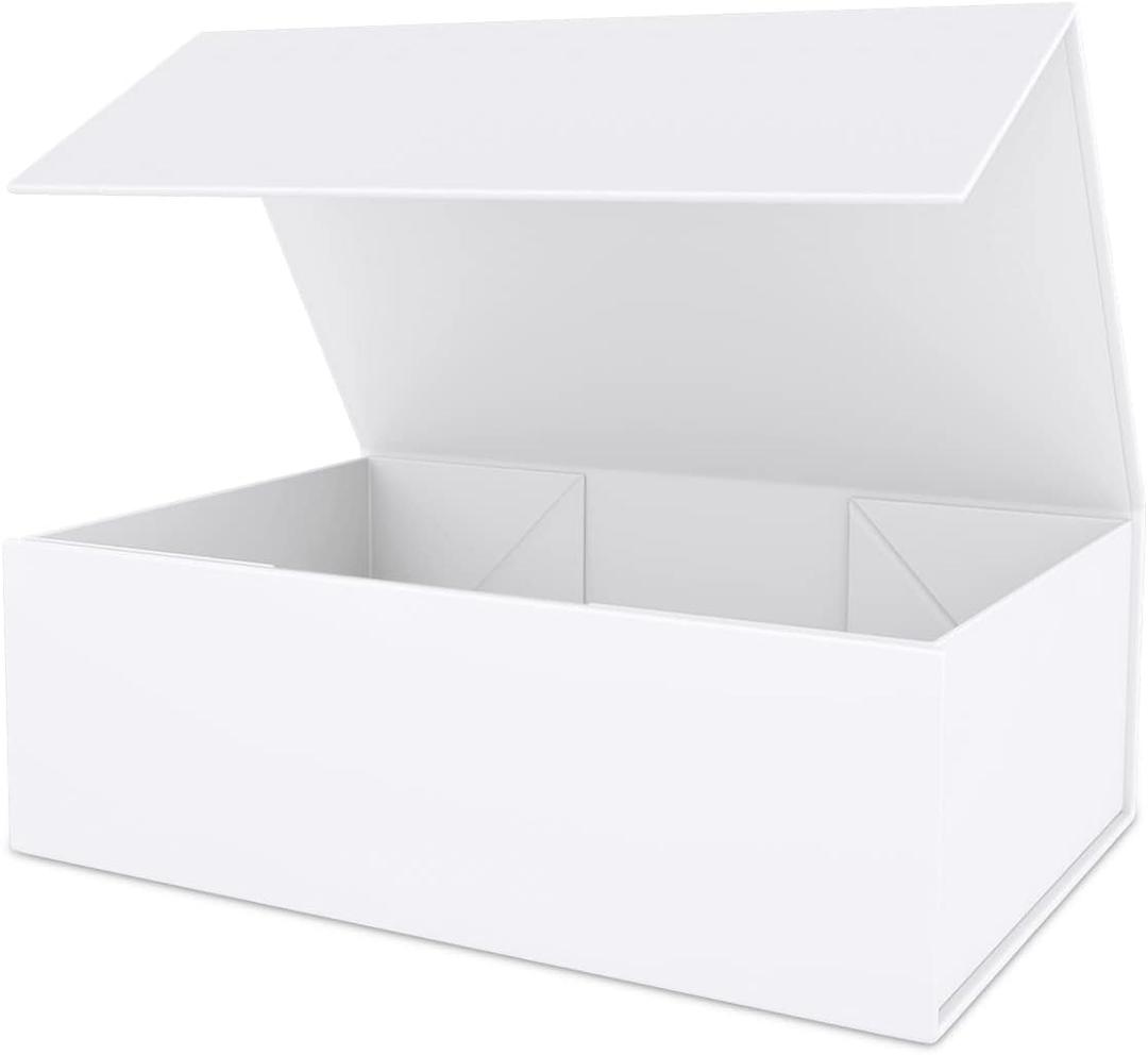 White Gift Box 12" x 6" x 4" with Magnetic Closure Lid Gift Box for Presents,Bridesmaid Gifts Box,Cute Box,Birthday Gift box,Luxury for Gift Packaging, Magnetic Gift Box for Wrapping Gifts (White)