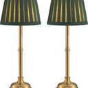 KDG Cordless LED Table Lamp Set of 2, Portables Fabric Shade Desk Lamps, 4000mAh Rechargeable Battery Powered Lighting, Dimmable Light for Dining Room, Bedroom, Bedside, Night Light, Balcony (Green)