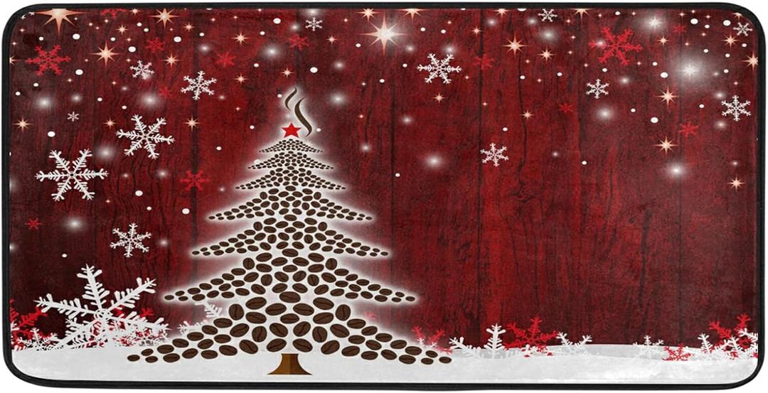 SUABO Christmas Kitchen Floor Mat, Non-Slip Doormat, Red, 39"x20" (1'8" x 3'3" (Rectangular))
