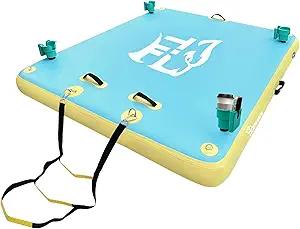 TGERXBANG Inflatable Floating Dock with Cup Holder Swim Air Platform Multi-People Floating Island for Lake Pond Pool Beach Ocean, 6ft/8ft