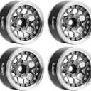 GLOBACT Aluminum 1.9 Beadlock Wheel Rims Adjustable Offsets for TRX4 TRX6 Axial SCX10 Redcat GEN7 GEN8 RC4WD D90 1/10 RC Crawler Upgrade Parts (Titanium)