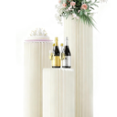3 Pack Portable White Cylinder Stands for Party, 31.5", 23.6", 15.7" Height Foldable Cardboard Tall Cake Pedestal Stand Flower Floral Pillar Table Stand, cilindros para fiestas redondos blancos for Wedding Parties