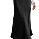 BTFBM 2025 Womens Summer Fall Long Satin Skirt Silk Elegant High Waist Cocktail Party Wedding Flowy A-Line Midi Skirts