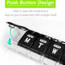 Extra Large Weekly Pill Organizer 2 Times a Day - Remtise Am/Pm Daily Pill Case Medicine Organizer, Push Button 7 Day Pill Box for Pills/Vitamin/Cod Liver Oil/Supplements (Black & White)