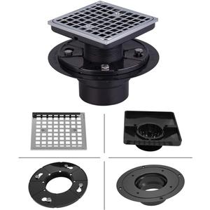 Uni-Green 4 1/2 Inch Square Shower Drain with Hair Carcher Fit 2" or 3" Pipe - Compatible with Kohler Drain System Shower Floor Drain Kit with ABS Flange - Polished Chrome Strainer for Bathroom