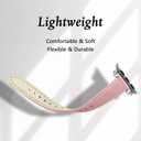 JOYOZY Slim Leather Band for Women Compatible with Apple Watch 49MM 45MM 44MM 42MM 41MM 40MM 38MM, Cute Fancy Top Genuine Leather Strap for iWatch Ultra, Series SE/9/8/7/6/5/4/3/2/1 (Pink/Silver)