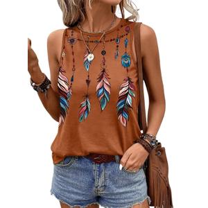 SHEWIN Womens Tank Tops Lightweight Sleeveless Tops for Women Casual Crewneck Summer Tops for Women 2026 Brown Small