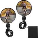 2 Pieces Bike Mirror Cycling Rear Mirror Adjustable 360 Degree Rotatable Handlebar Rearview Bicycle Mirrors Shockproof Wide Angle Acrylic Convex Safety Mirror for Most Mountain Road Bike