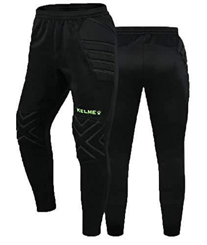 KELME Soccer Goalkeeper Pants Pro with Protection Pads – Padded Soccer Goalie Pants – Kids, Youth and Adults Sizes (Black/Yellow, Small)