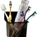 SOUNXUN Toothbrush Holder Countertop Bathroom Organizer - Detachable Electric Toothbrush & Toothpaste Holder with draining Slots, Polished Black for Kids, Family & Small Bathrooms