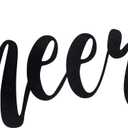 Pangda Cheers Metal Sign for Home Bar, Script Cheers Letter Wall Decor Word Wall Hanging Decorations, Black, 13.78 x 5.91 Inch