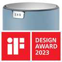 EKO Mini Desk Trash Can with Swing-Top Lid 0.4 Gallon Small Table Round Wastebasket for Office, Home, Car (Blue)