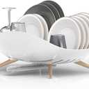 Self-Draining Dish Drying Rack, White - Wide
