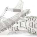 Toddler Sandals Jelly Shoes Girls Unisex Boy Flat Retro Slides Clear Kids Water Slippers Slingback Summer Beach Size 8 Adjustable Buckle Glitter Dress Soft (White)