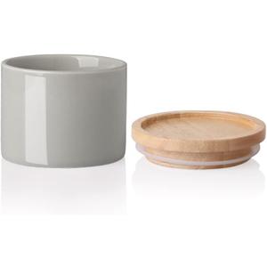 Sweejar Kitchen Canisters Ceramic Food Storage Jar, Stackable Containers with Airtight Seal Wooden Lid for Serving Ground Coffee, Tea, Sugar, Spice and More - 5 Fl Oz(Gray)