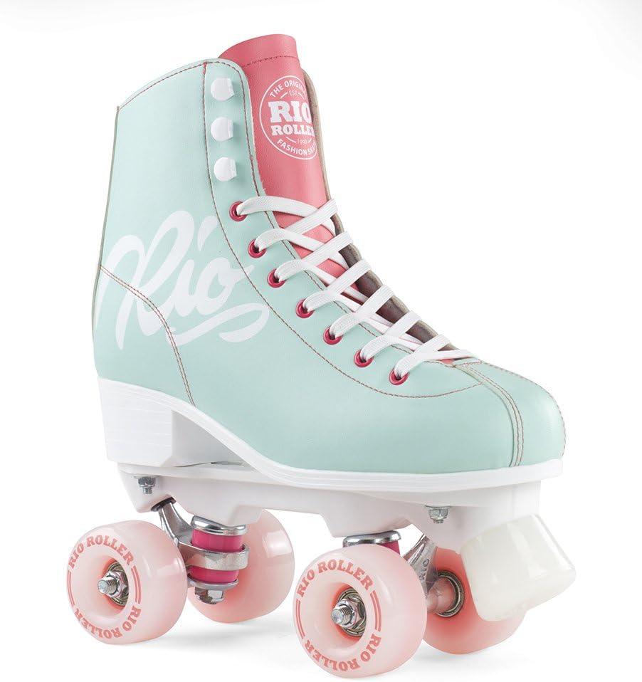 Script Roller Skates for Women - Indoor/Outdoor Quad Skates (Ladies 8) Teal