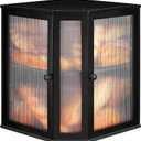 GLOKUUCA Corner Bread Box for Kitchen Countertop - Bamboo Large Capacity Bread Storage Bin with Acrylic Wavy Door Panel, Dual Door Bread Organizers Under Cabinet Mount Shelf (Black)