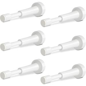 6PCS Spring Door Stoppers for Wall - 4.33 Inch Door Stop for Bottom of Door, Aluminum Doorstopper with Silicone Tip, Screw & Adhesive Installation, White