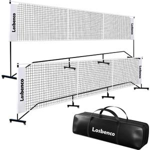 Losbenco Pickleball Net with Wheels Court Lines, Metal Frame & Regulation Size 22FT, 6-in-1 Adjustable Portable Net for Playing Pickleball, Tennis, Volleyball & Soccer Backyard Games