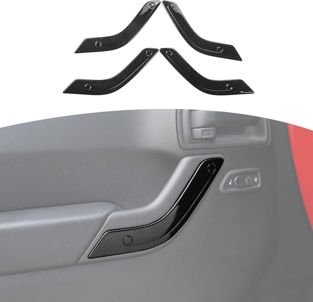 RT-TCZ for Wrangler JK Inner Door Handle Panel Trim Cover Carbon Fiber for Jeep Wrangler JK JKU 2011-2017 Carbon Fiber Interior Accessories 4pcs