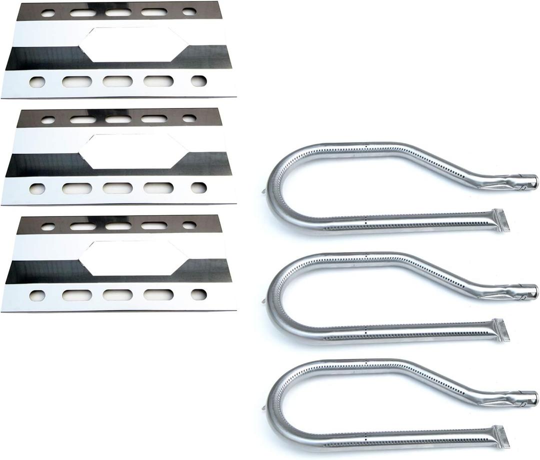 Direct Store Parts Kit DG111 Replacement for Nexgrill 720-0011,720-0047-U Gas Grill Burner and Heat Plate - 3 Pack (Stainless Steel Burner + Stainless Steel Heat Plate)